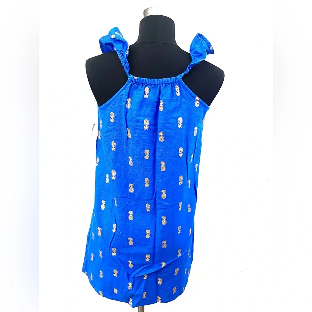 Old Navy Youth Girls Royal Blue/Gold Pineapple A-Line Dress NWT